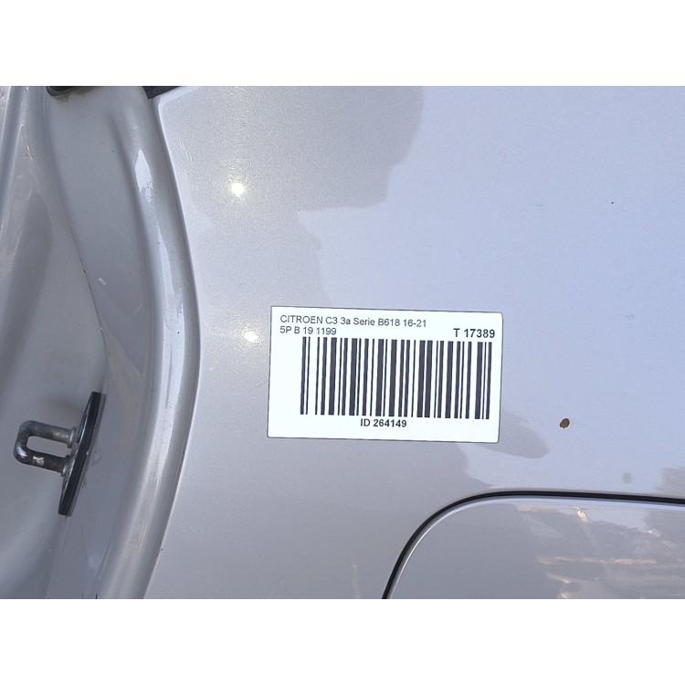 Citroen C3 2016-2021 Πίσω Αριστερό Φτερό Ανοιχτό ΓΚΡΙ OEM